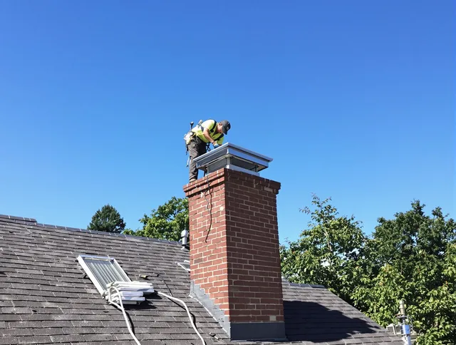 Hialeah Chimney Sweep technician measuring a chimney cap in Hialeah, FL