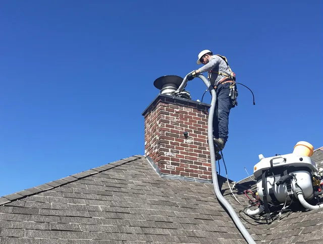 Dedicated Hialeah Chimney Sweep team member cleaning a chimney in Hialeah, FL