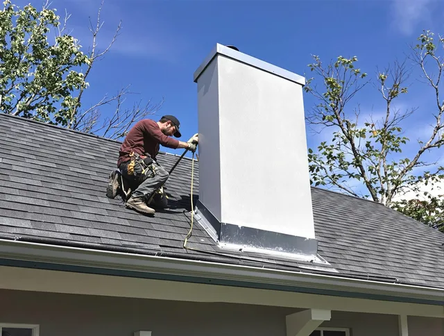 Hialeah Chimney Sweep team member finishing chimney construction in Hialeah, FL